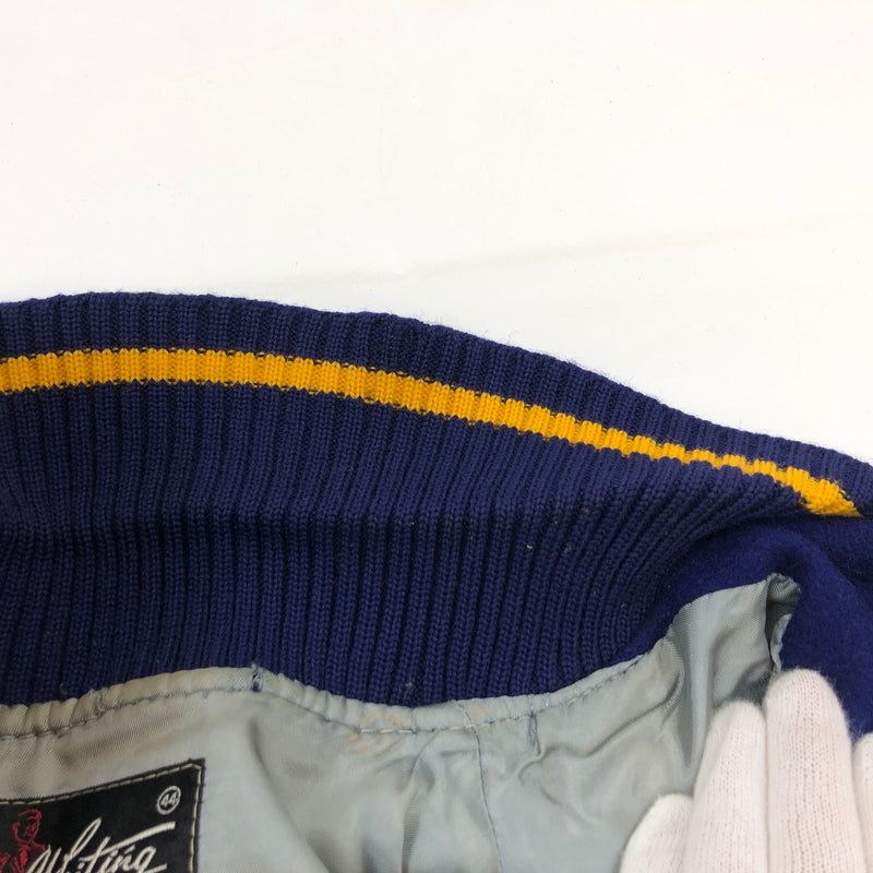 【中古品】【メンズ】 WHITING ホワイティング STADIUM JACKET 推定60-70S スタジアムジャケット スタジャン ブルゾン アウター 146-261026-hn-09-fur サイズ：S カラー：ネイビー/イエロー 万代Net店