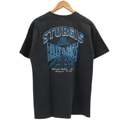 【現状渡し品】【メンズ】 HANES ヘインズ STURGIS BLACK HILLS MOTOR PRINT TEE プリント 半袖Tシャツ トップス 146-260517-hn-06-fur サイズ：L カラー：ブラック 万代Net店