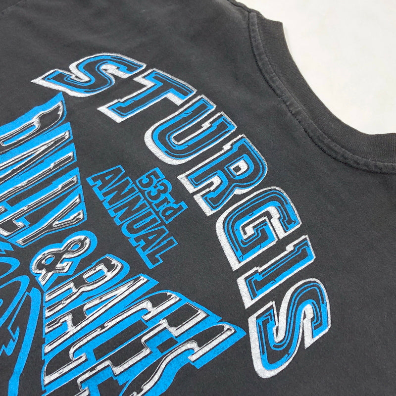 【現状渡し品】【メンズ】 HANES ヘインズ STURGIS BLACK HILLS MOTOR PRINT TEE プリント 半袖Tシャツ トップス 146-260517-hn-06-fur サイズ：L カラー：ブラック 万代Net店