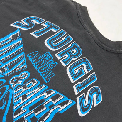 【現状渡し品】【メンズ】 HANES ヘインズ STURGIS BLACK HILLS MOTOR PRINT TEE プリント 半袖Tシャツ トップス 146-260517-hn-06-fur サイズ：L カラー：ブラック 万代Net店