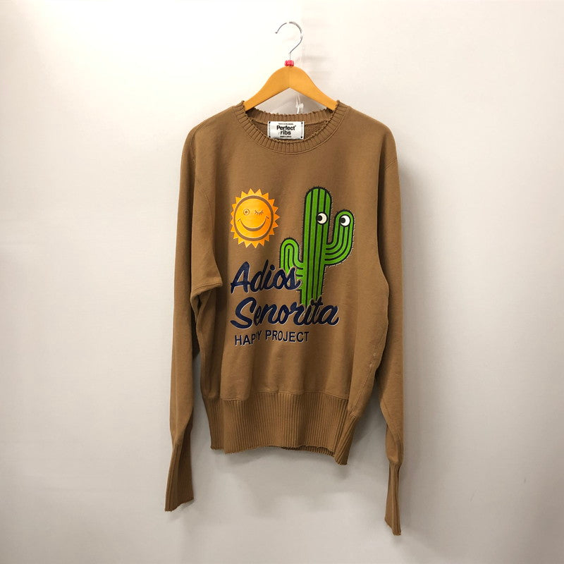 【中古品】【メンズ】  パーフェクト リブス × ア ラブムーブメント  A LOVE MOVEMENT×PERFECT RIBS STRANGE SLEEVE CREW NECK SWEAT SHIRTS ストレンジ スリーブ クルーネック スウェット シャツ トップス 141-240708-rk-6-tei サイズ：L カラー：ブラウン 万代Net店
