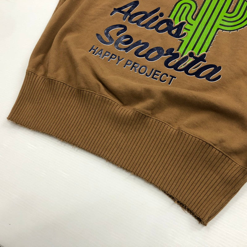 【中古品】【メンズ】  パーフェクト リブス × ア ラブムーブメント  A LOVE MOVEMENT×PERFECT RIBS STRANGE SLEEVE CREW NECK SWEAT SHIRTS ストレンジ スリーブ クルーネック スウェット シャツ トップス 141-240708-rk-6-tei サイズ：L カラー：ブラウン 万代Net店