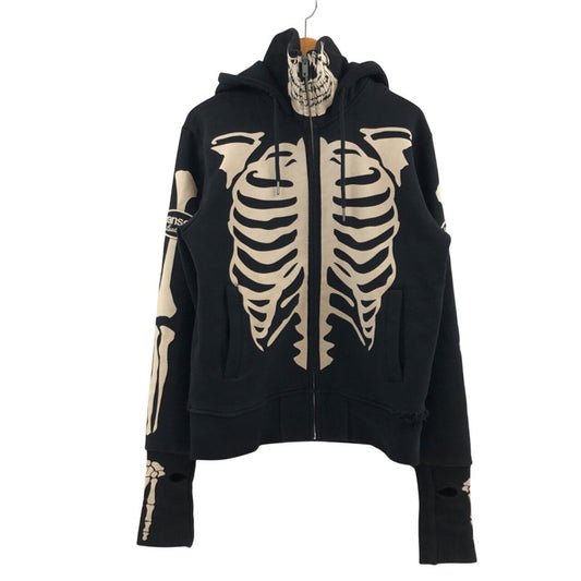 【現状渡し品】【メンズ】 VANSON バンソン ボーン柄パーカー フルジップ スウェット トップス 145-260221-hn-03-fur サイズ：M カラー：ブラック 万代Net店