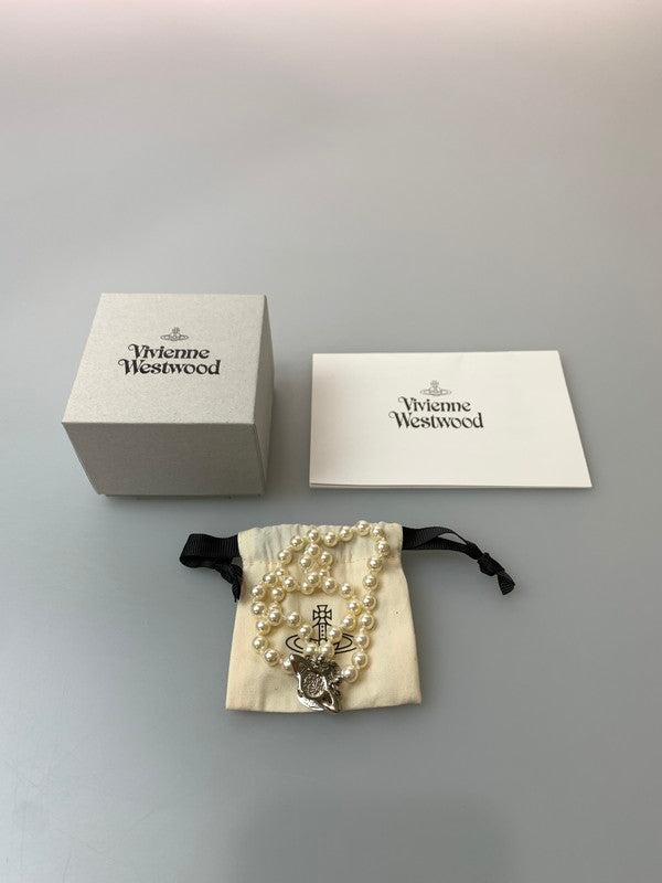 【中古品】【レディース】 Vivienne Westwood ヴィヴィアンウエストウッド 12-05-999105-51 PEARL BAS RELIEF CHOKER ネックレス アクセサリー 192-260415-AS-47-min カラー：オフホワイト/シルバー 万代Net店