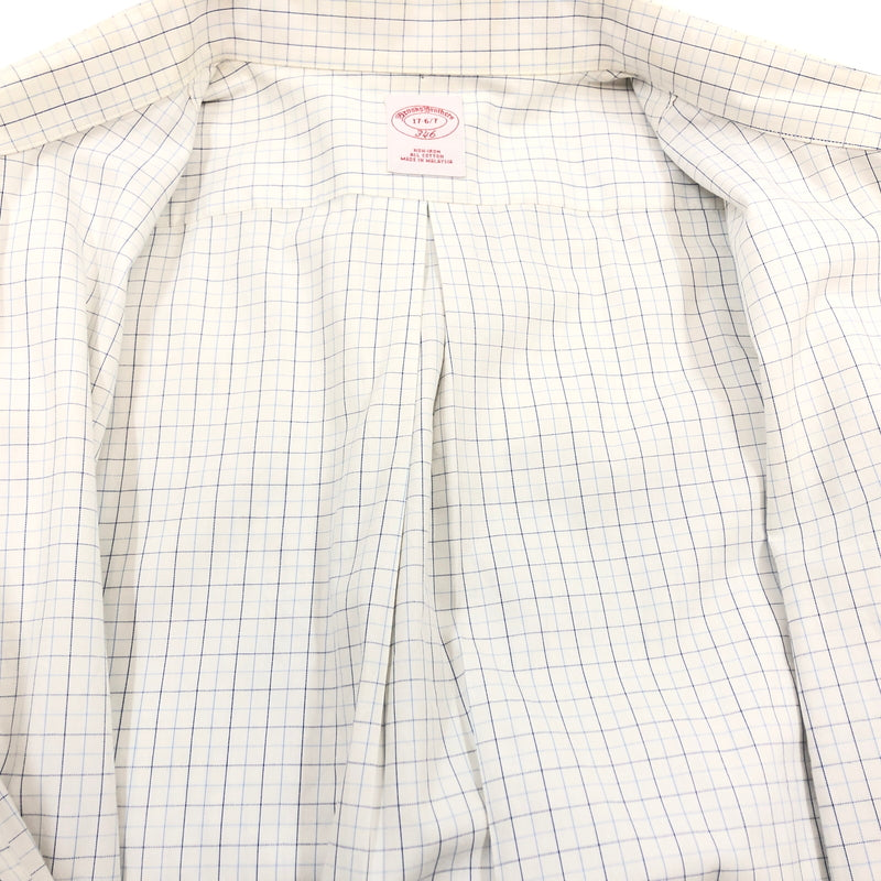【中古品】【メンズ】 BROOKS BROTHERS 346 ブルックスブラザーズ346 90S LS CHECK SHIRT 長袖チェックシャツ カジュアルシャツ トップス 146-261028-hn-07-fur サイズ：17-6/7 カラー：ホワイト/ブルー 万代Net店