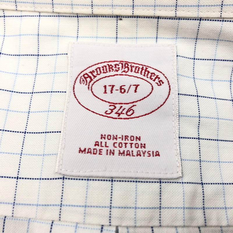 【中古品】【メンズ】 BROOKS BROTHERS 346 ブルックスブラザーズ346 90S LS CHECK SHIRT 長袖チェックシャツ カジュアルシャツ トップス 146-261028-hn-07-fur サイズ：17-6/7 カラー：ホワイト/ブルー 万代Net店