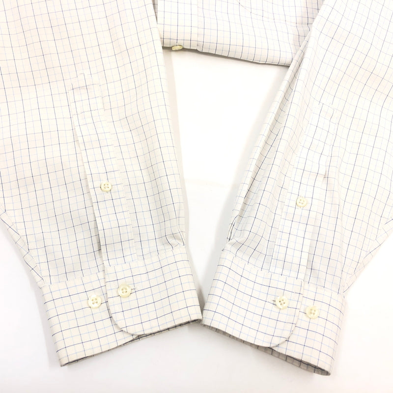 【中古品】【メンズ】 BROOKS BROTHERS 346 ブルックスブラザーズ346 90S LS CHECK SHIRT 長袖チェックシャツ カジュアルシャツ トップス 146-261028-hn-07-fur サイズ：17-6/7 カラー：ホワイト/ブルー 万代Net店