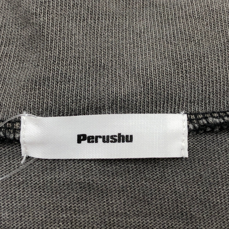【中古品】【メンズ】 PERUSHU ペルーシュ HALF ZIP SS SWEATSHIRT PE332013BW ハーフジップ 半袖スウェットシャツ トップス 142-261028-hn-08-fur サイズ：M カラー：チャコール系 万代Net店