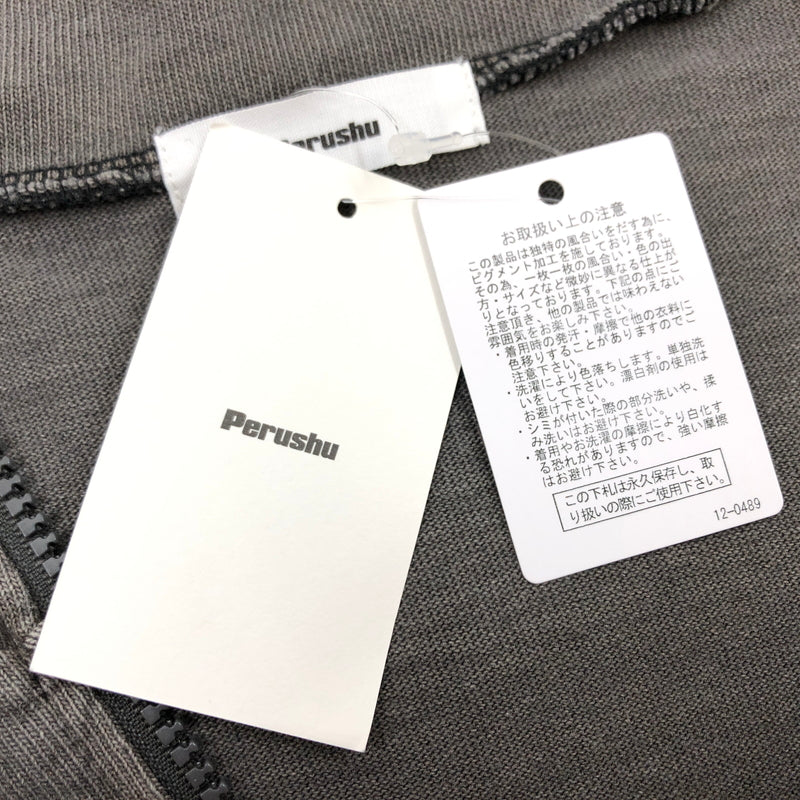 【中古品】【メンズ】 PERUSHU ペルーシュ HALF ZIP SS SWEATSHIRT PE332013BW ハーフジップ 半袖スウェットシャツ トップス 142-261028-hn-08-fur サイズ：M カラー：チャコール系 万代Net店