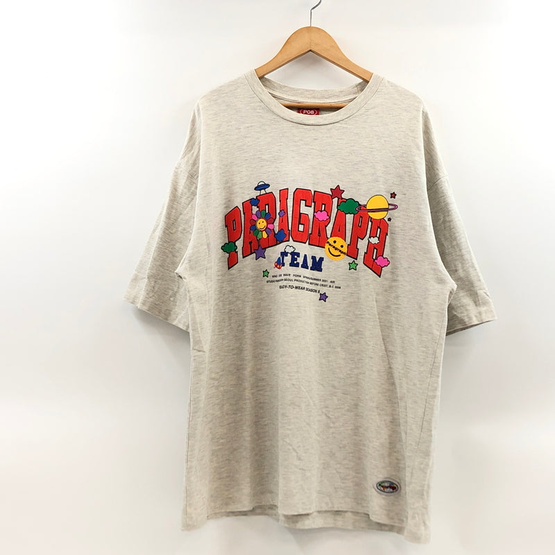 【現状渡し品】【メンズ】 PARAGRAPH パラグラフ SMILE HAPPY SS TEE スマイルハッピー 半袖Tシャツ トップス 142-261029-hn-02-fur サイズ：1 カラー：グレー 万代Net店