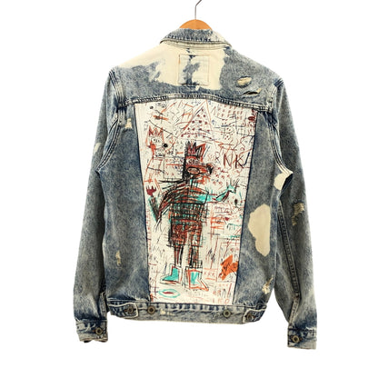 【中古品】【メンズ】 ZARA ザラ ×JEAN‐MICHEL BASQUIAT ジャン＝ミシェル・バスキア DENIM JACKET デニムジャケット ダメージ加工 アウター 147-260520-hn-06-fur サイズ：S カラー：ブルー系 万代Net店