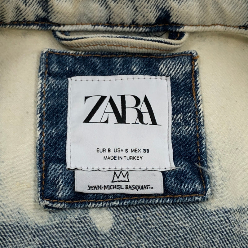 【中古品】【メンズ】 ZARA ザラ ×JEAN‐MICHEL BASQUIAT ジャン＝ミシェル・バスキア DENIM JACKET デニムジャケット ダメージ加工 アウター 147-260520-hn-06-fur サイズ：S カラー：ブルー系 万代Net店