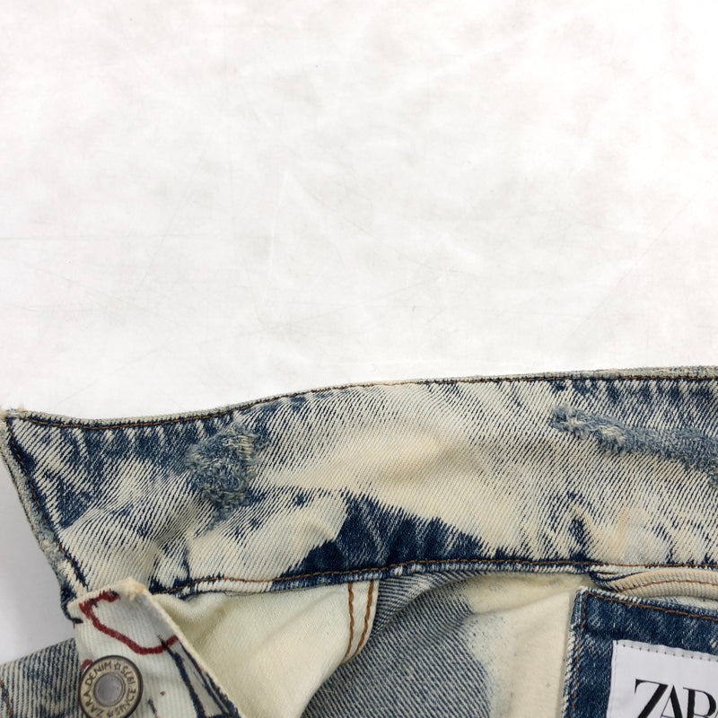 【中古品】【メンズ】 ZARA ザラ ×JEAN‐MICHEL BASQUIAT ジャン＝ミシェル・バスキア DENIM JACKET デニムジャケット ダメージ加工 アウター 147-260520-hn-06-fur サイズ：S カラー：ブルー系 万代Net店