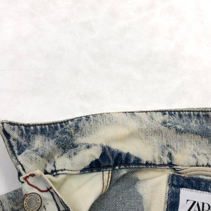 【中古品】【メンズ】 ZARA ザラ ×JEAN‐MICHEL BASQUIAT ジャン＝ミシェル・バスキア DENIM JACKET デニムジャケット ダメージ加工 アウター 147-260520-hn-06-fur サイズ：S カラー：ブルー系 万代Net店