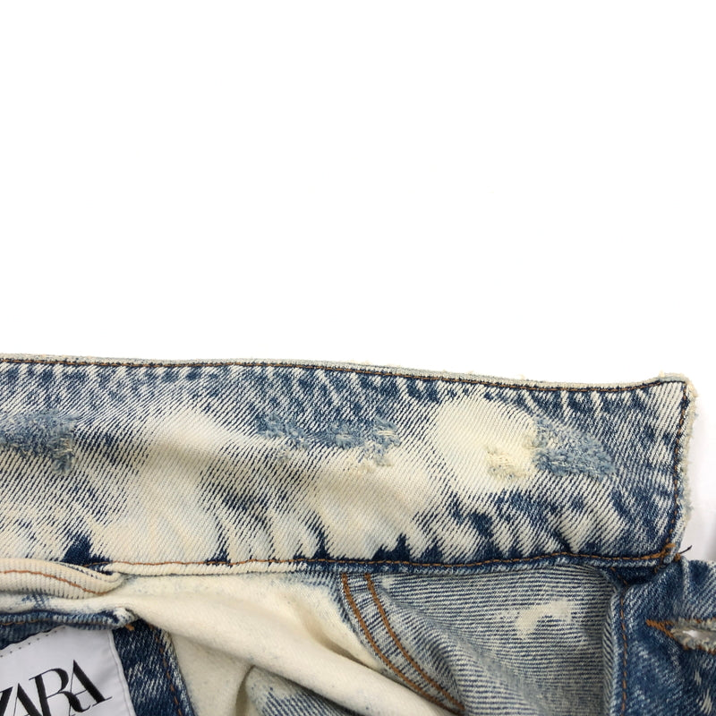 【中古品】【メンズ】 ZARA ザラ ×JEAN‐MICHEL BASQUIAT ジャン＝ミシェル・バスキア DENIM JACKET デニムジャケット ダメージ加工 アウター 147-260520-hn-06-fur サイズ：S カラー：ブルー系 万代Net店