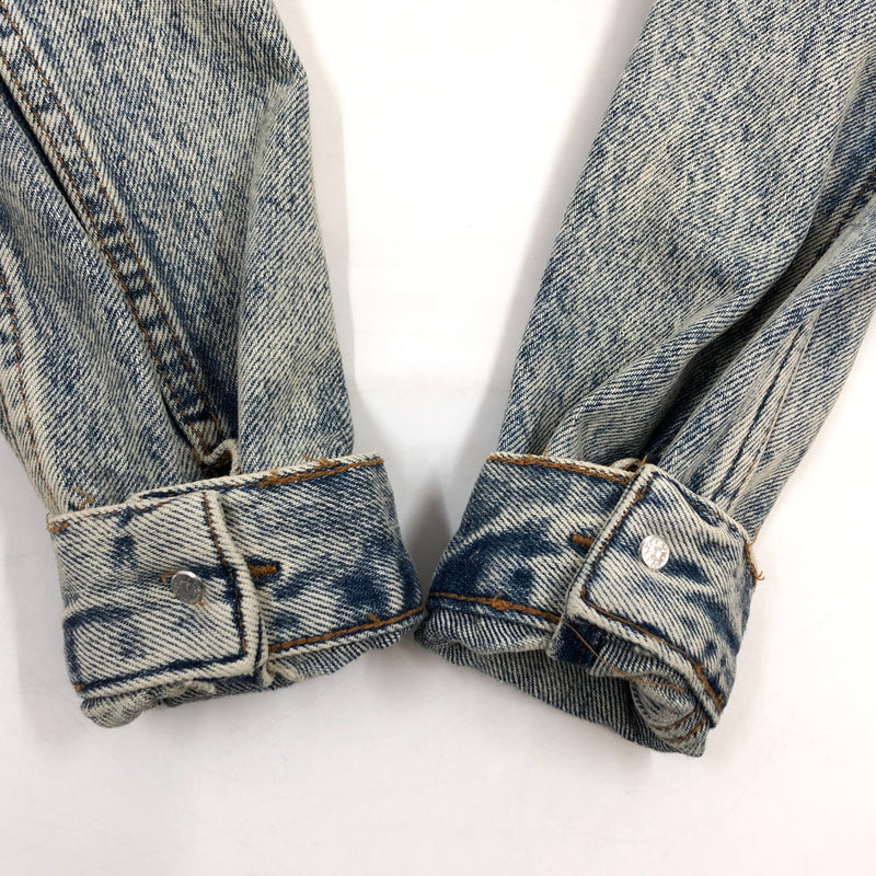 【中古品】【メンズ】 ZARA ザラ ×JEAN‐MICHEL BASQUIAT ジャン＝ミシェル・バスキア DENIM JACKET デニムジャケット ダメージ加工 アウター 147-260520-hn-06-fur サイズ：S カラー：ブルー系 万代Net店