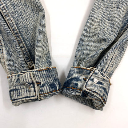 【中古品】【メンズ】 ZARA ザラ ×JEAN‐MICHEL BASQUIAT ジャン＝ミシェル・バスキア DENIM JACKET デニムジャケット ダメージ加工 アウター 147-260520-hn-06-fur サイズ：S カラー：ブルー系 万代Net店
