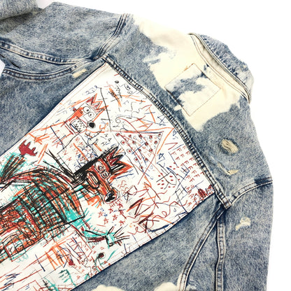 【中古品】【メンズ】 ZARA ザラ ×JEAN‐MICHEL BASQUIAT ジャン＝ミシェル・バスキア DENIM JACKET デニムジャケット ダメージ加工 アウター 147-260520-hn-06-fur サイズ：S カラー：ブルー系 万代Net店