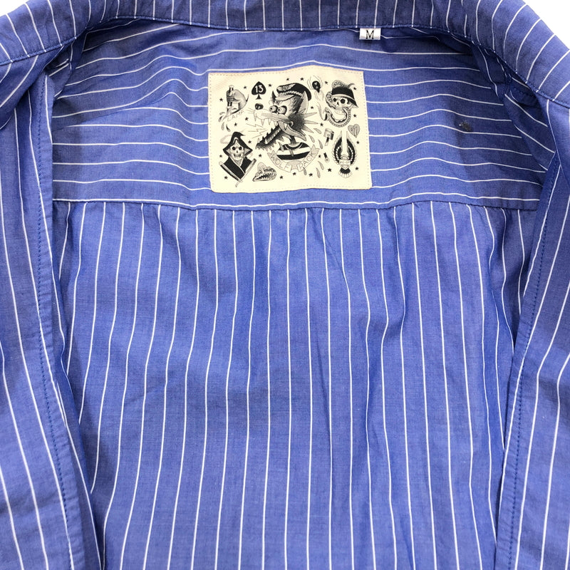【中古品】【メンズ】 WOLF PACK ウルフパック LS STRIPE SHIRT KS-008 長袖ストライプシャツ カジュアルシャツ トップス 145-261029-hn-07-fur サイズ：M カラー：ブルー/ホワイト 万代Net店