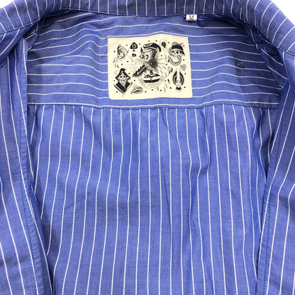 【中古品】【メンズ】 WOLF PACK ウルフパック LS STRIPE SHIRT KS-008 長袖ストライプシャツ カジュアルシャツ トップス 145-261029-hn-07-fur サイズ：M カラー：ブルー/ホワイト 万代Net店