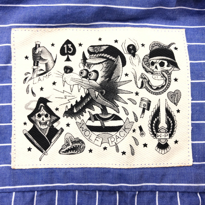 【中古品】【メンズ】 WOLF PACK ウルフパック LS STRIPE SHIRT KS-008 長袖ストライプシャツ カジュアルシャツ トップス 145-261029-hn-07-fur サイズ：M カラー：ブルー/ホワイト 万代Net店