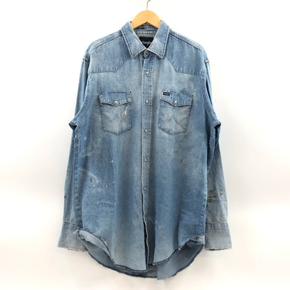 【ジャンク品】【メンズ】 WRANGLER ラングラー DENIM WESTERN SHIRT デニム ウエスタンシャツ カジュアルシャツ 長袖シャツ トップス 146-260805-hn-12-fur サイズ：不明 カラー：ブルー系 万代Net店
