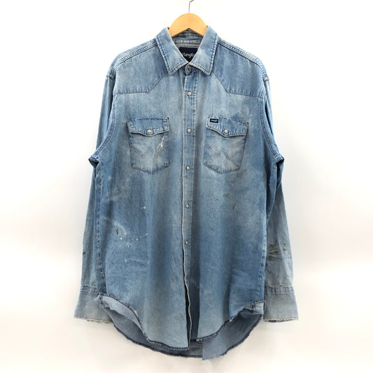 【ジャンク品】【メンズ】 WRANGLER ラングラー DENIM WESTERN SHIRT デニム ウエスタンシャツ カジュアルシャツ 長袖シャツ トップス 146-260805-hn-12-fur サイズ：不明 カラー：ブルー系 万代Net店