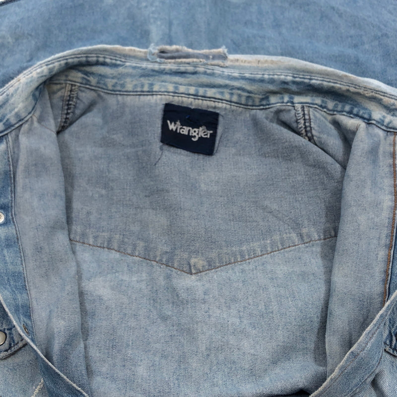 【ジャンク品】【メンズ】 WRANGLER ラングラー DENIM WESTERN SHIRT デニム ウエスタンシャツ カジュアルシャツ 長袖シャツ トップス 146-260805-hn-12-fur サイズ：不明 カラー：ブルー系 万代Net店