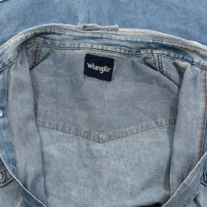 【ジャンク品】【メンズ】 WRANGLER ラングラー DENIM WESTERN SHIRT デニム ウエスタンシャツ カジュアルシャツ 長袖シャツ トップス 146-260805-hn-12-fur サイズ：不明 カラー：ブルー系 万代Net店