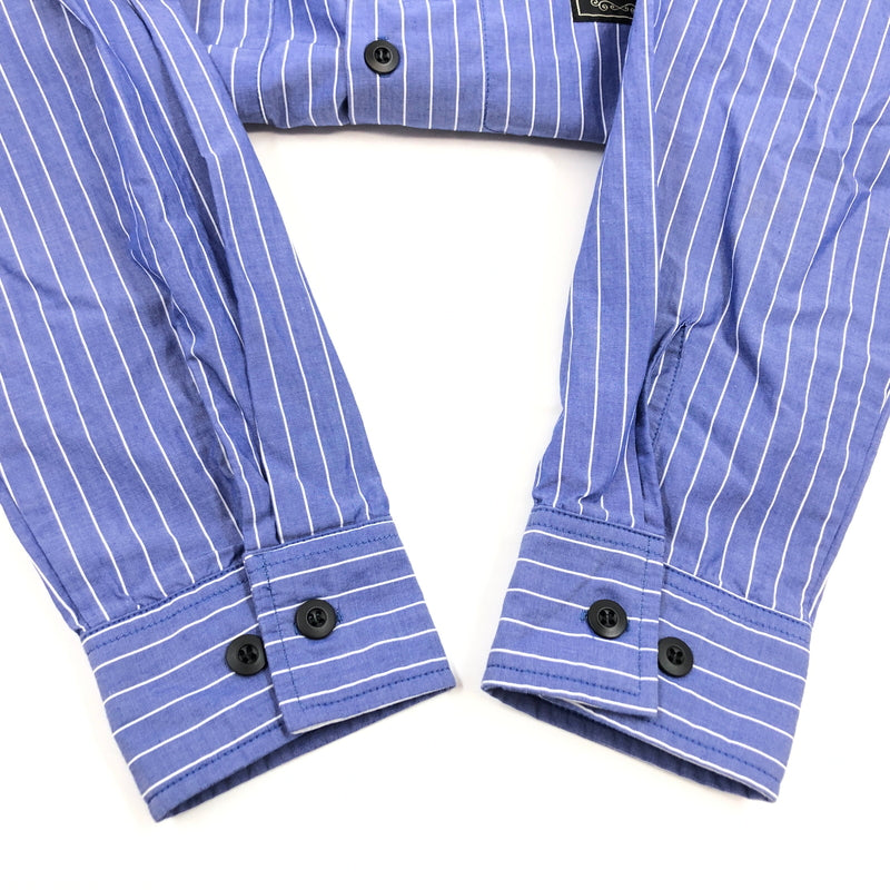 【中古品】【メンズ】 WOLF PACK ウルフパック LS STRIPE SHIRT KS-008 長袖ストライプシャツ カジュアルシャツ トップス 145-261029-hn-07-fur サイズ：M カラー：ブルー/ホワイト 万代Net店