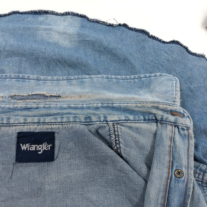 【ジャンク品】【メンズ】 WRANGLER ラングラー DENIM WESTERN SHIRT デニム ウエスタンシャツ カジュアルシャツ 長袖シャツ トップス 146-260805-hn-12-fur サイズ：不明 カラー：ブルー系 万代Net店