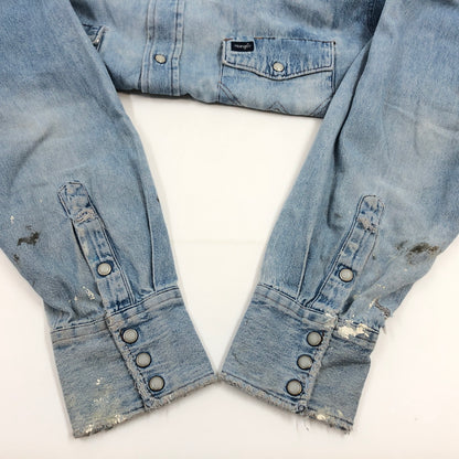 【ジャンク品】【メンズ】 WRANGLER ラングラー DENIM WESTERN SHIRT デニム ウエスタンシャツ カジュアルシャツ 長袖シャツ トップス 146-260805-hn-12-fur サイズ：不明 カラー：ブルー系 万代Net店