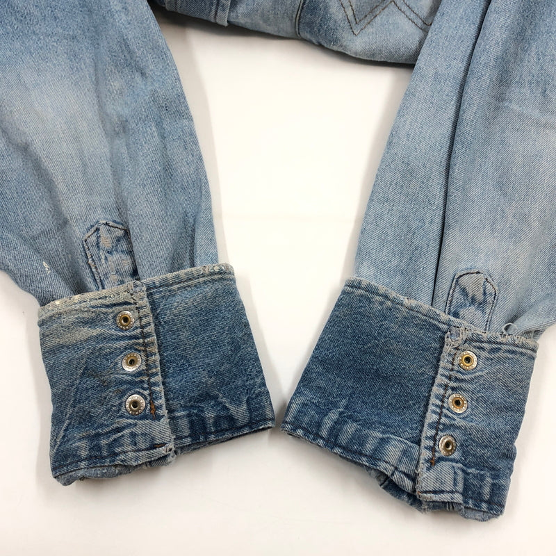 【ジャンク品】【メンズ】 WRANGLER ラングラー DENIM WESTERN SHIRT デニム ウエスタンシャツ カジュアルシャツ 長袖シャツ トップス 146-260805-hn-12-fur サイズ：不明 カラー：ブルー系 万代Net店