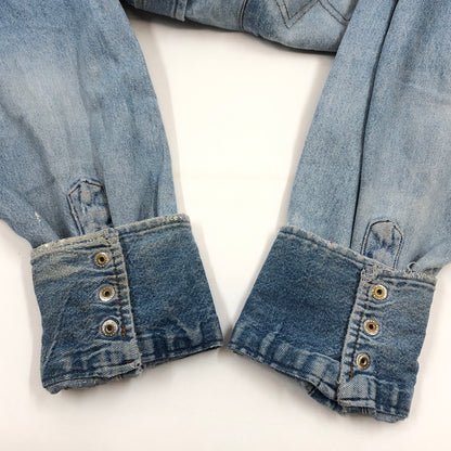 【ジャンク品】【メンズ】 WRANGLER ラングラー DENIM WESTERN SHIRT デニム ウエスタンシャツ カジュアルシャツ 長袖シャツ トップス 146-260805-hn-12-fur サイズ：不明 カラー：ブルー系 万代Net店