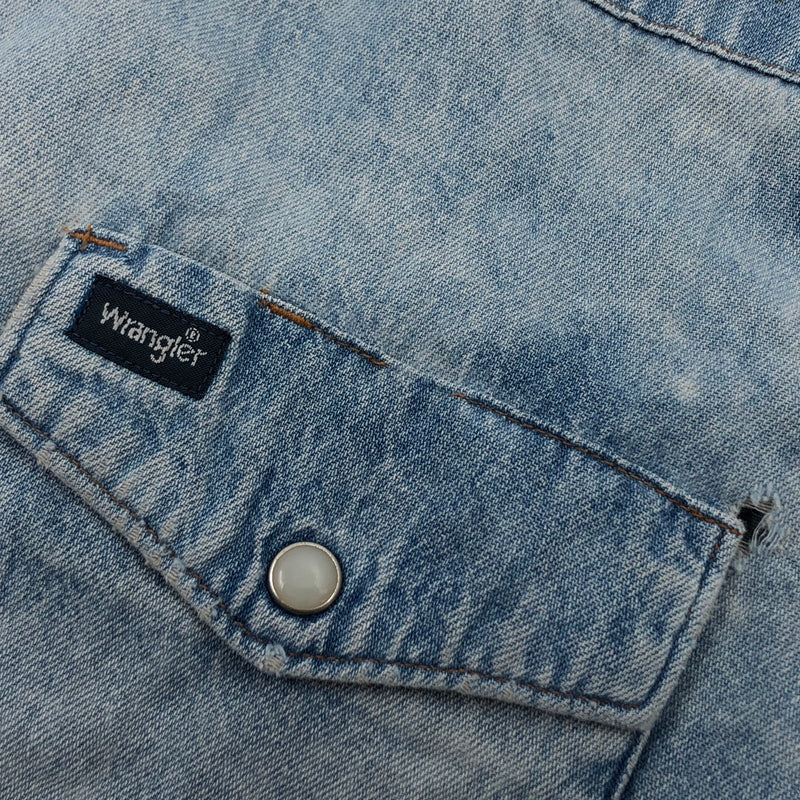 【ジャンク品】【メンズ】 WRANGLER ラングラー DENIM WESTERN SHIRT デニム ウエスタンシャツ カジュアルシャツ 長袖シャツ トップス 146-260805-hn-12-fur サイズ：不明 カラー：ブルー系 万代Net店
