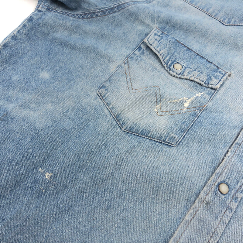 【ジャンク品】【メンズ】 WRANGLER ラングラー DENIM WESTERN SHIRT デニム ウエスタンシャツ カジュアルシャツ 長袖シャツ トップス 146-260805-hn-12-fur サイズ：不明 カラー：ブルー系 万代Net店