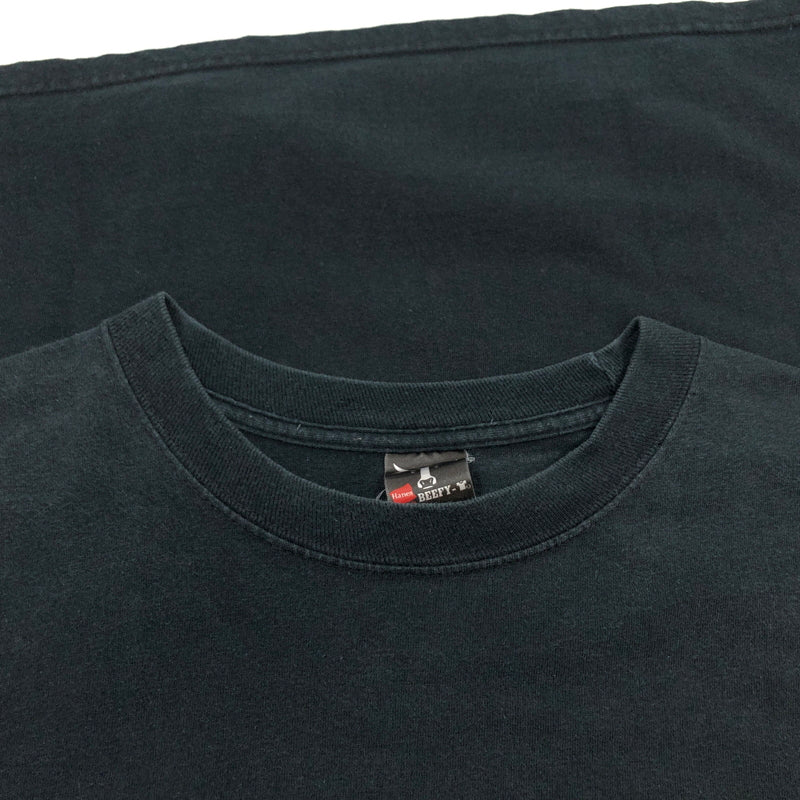 【現状渡し品】【メンズ】 HANES BEEFY ヘインズ ビーフィー "OUTBACK STEAKHOUSE" PRINT S/S TEE プリント 半袖Tシャツ トップス 146-260805-hn-14-fur サイズ：XL カラー：ブラック 万代Net店