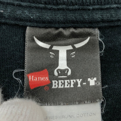【現状渡し品】【メンズ】 HANES BEEFY ヘインズ ビーフィー "OUTBACK STEAKHOUSE" PRINT S/S TEE プリント 半袖Tシャツ トップス 146-260805-hn-14-fur サイズ：XL カラー：ブラック 万代Net店