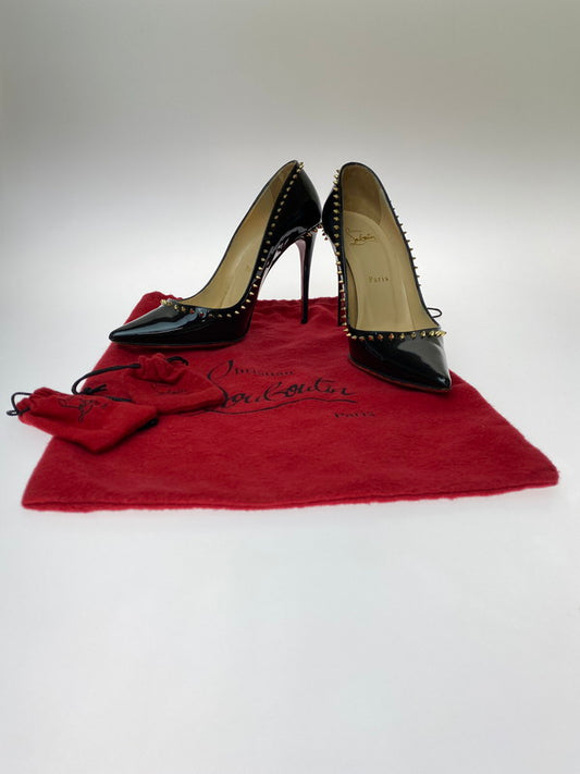 【中古品】【メンズ】 Christian Louboutin クリスチャンルブタン ANJALINA スパイク スタッズ パンプス パテント 183-240710-jt-13-min サイズ：37 1/2 カラー：ブラック 万代Net店