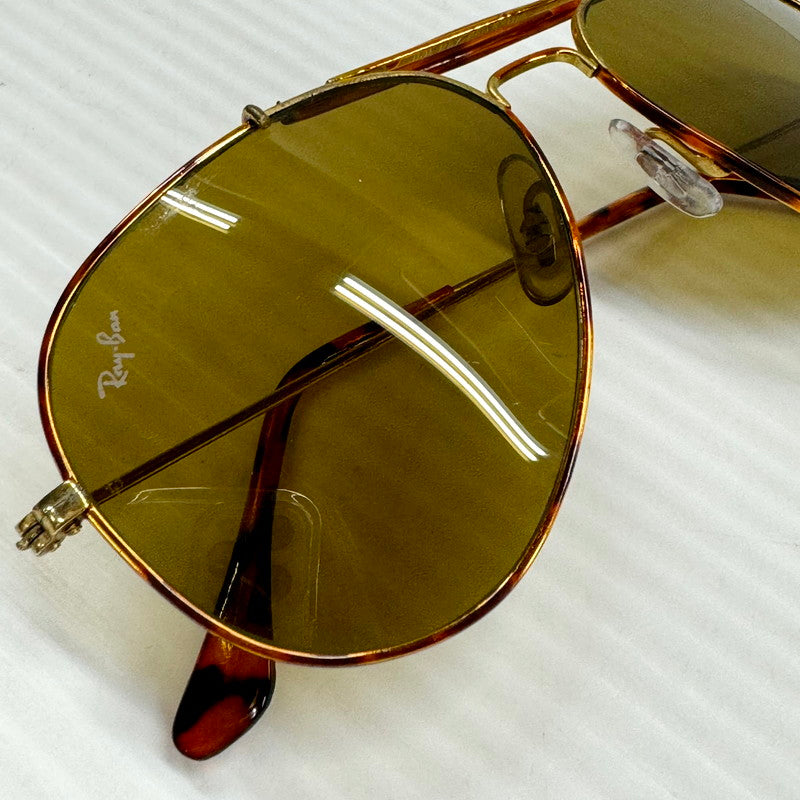 【中古品】【メンズ】 Ray-Ban レイバン B&L社製 TEARDROP SUNGLASSES ティアドロップサングラス アイウェア アクセサリー 203-240607-hi-31-izu サイズ：58ロ14 カラー：ブラウン/ゴールド 万代Net店