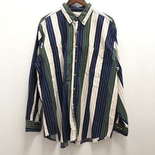【中古品】【メンズ】 BASIC EDITIONS 90ｓ 古着 長袖シャツ (fuz) 147-241128-wy-23-tom サイズ：XL カラー：ストライプ/ボーダー 万代Net店