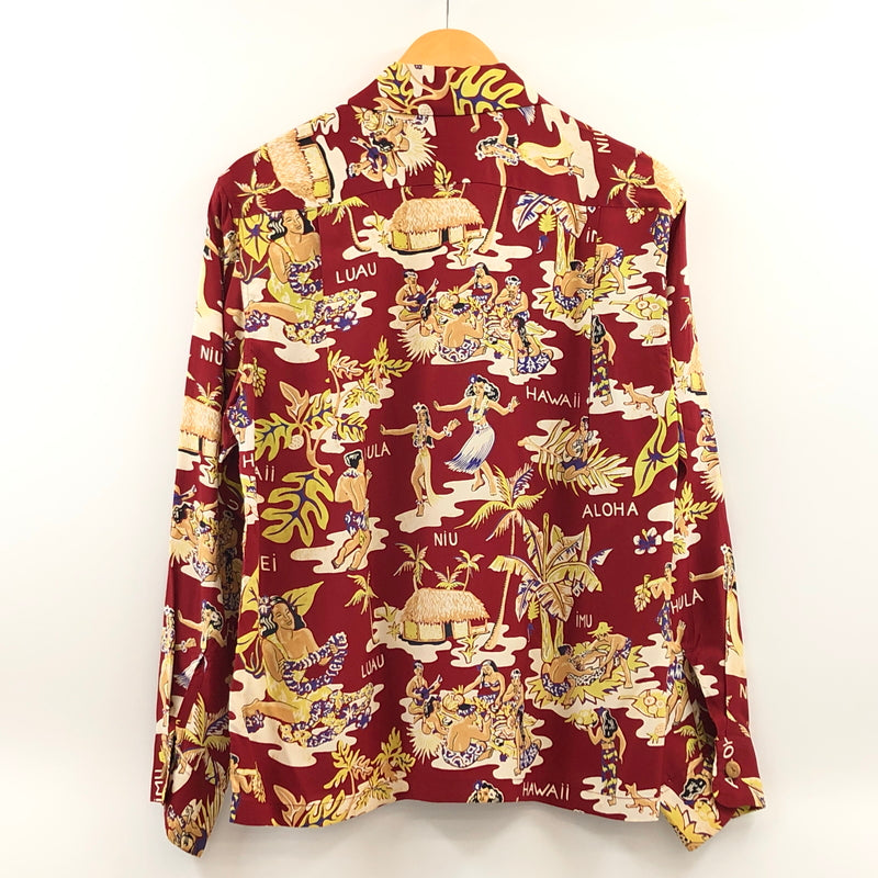 【中古品】【メンズ】 SUNSURF サンサーフ HAWAIIAN L/S SHIRT SS20967 ハワイアンシャツ アロハシャツ カジュアルシャツ 長袖 トップス 145-260806-hn-09-fur サイズ：S カラー：レッド系 万代Net店