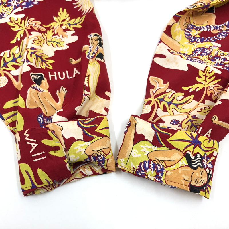 【中古品】【メンズ】 SUNSURF サンサーフ HAWAIIAN L/S SHIRT SS20967 ハワイアンシャツ アロハシャツ カジュアルシャツ 長袖 トップス 145-260806-hn-09-fur サイズ：S カラー：レッド系 万代Net店