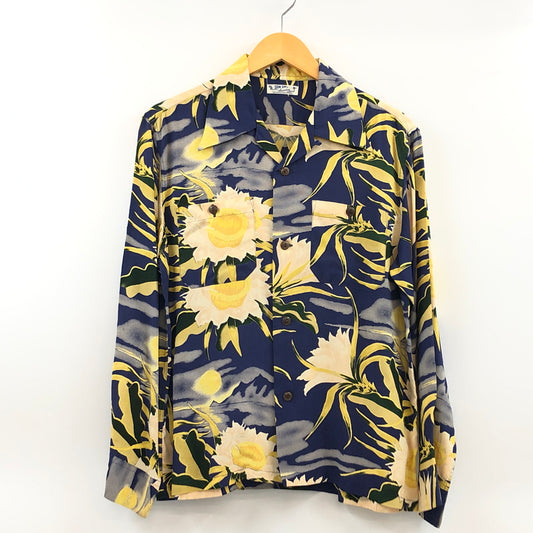 【中古品】【メンズ】 SUNSURF サンサーフ ”NIGHT BLOOMING CEREUS” ALOHA L/S SHIRT アロハシャツ カジュアルシャツ 長袖シャツ トップス 145-260808-hn-01-fur サイズ：S カラー：ネイビー/イエロー系 万代Net店