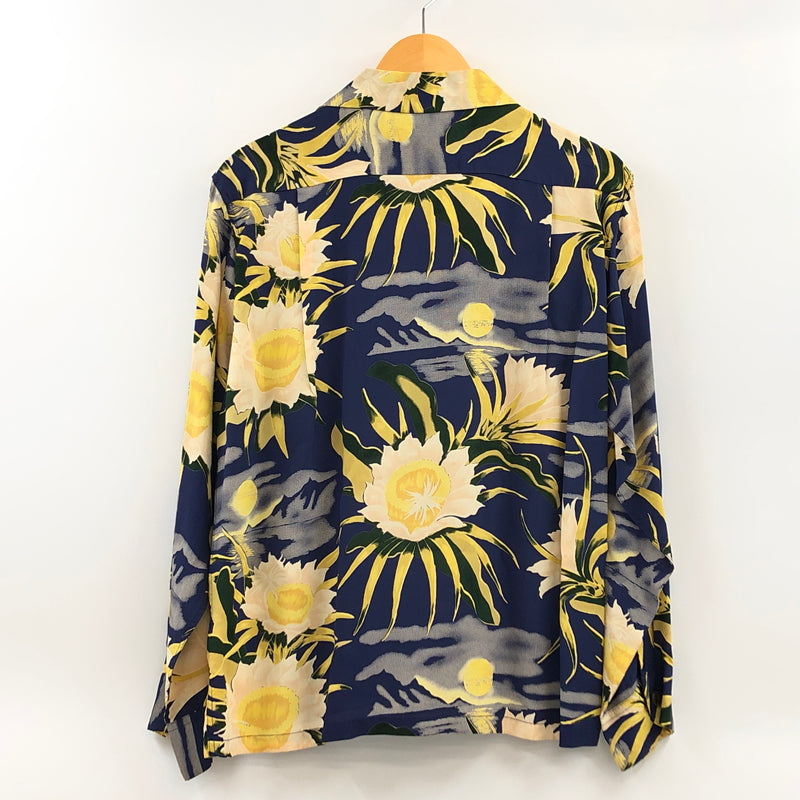 【中古品】【メンズ】 SUNSURF サンサーフ ”NIGHT BLOOMING CEREUS” ALOHA L/S SHIRT アロハシャツ カジュアルシャツ 長袖シャツ トップス 145-260808-hn-01-fur サイズ：S カラー：ネイビー/イエロー系 万代Net店