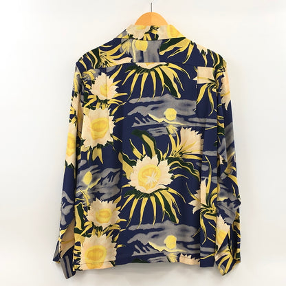 【中古品】【メンズ】 SUNSURF サンサーフ ”NIGHT BLOOMING CEREUS” ALOHA L/S SHIRT アロハシャツ カジュアルシャツ 長袖シャツ トップス 145-260808-hn-01-fur サイズ：S カラー：ネイビー/イエロー系 万代Net店