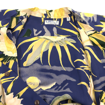 【中古品】【メンズ】 SUNSURF サンサーフ ”NIGHT BLOOMING CEREUS” ALOHA L/S SHIRT アロハシャツ カジュアルシャツ 長袖シャツ トップス 145-260808-hn-01-fur サイズ：S カラー：ネイビー/イエロー系 万代Net店