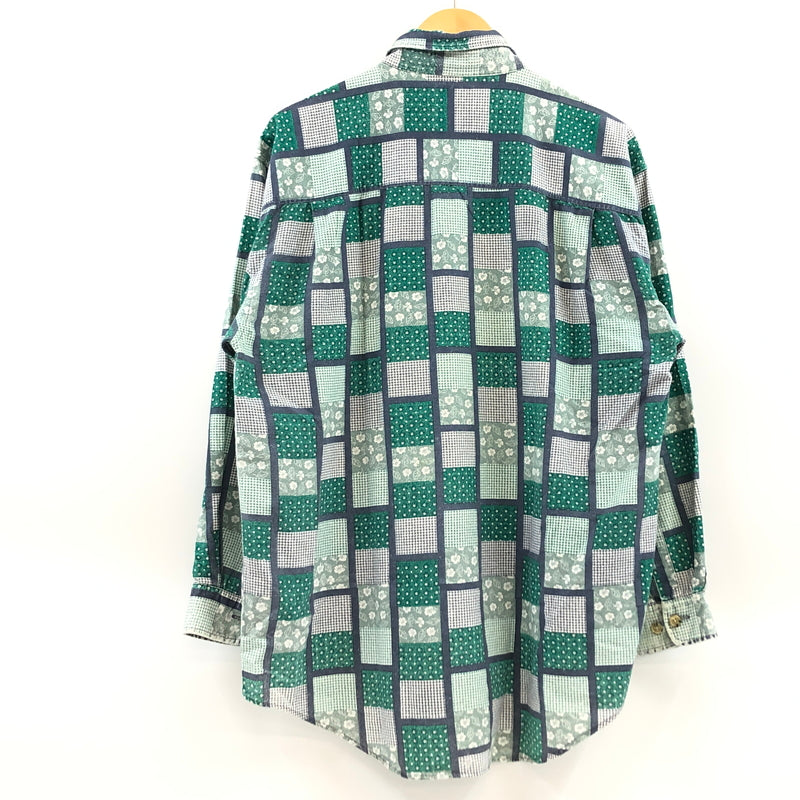 【現状渡し品】【メンズ】 WORLD FAMOUS DOWNINGS ワールド フェイマス ダウニングス 90S L/S SHIRT 総柄 長袖シャツ カジュアルシャツ 長袖シャツ トップス 146-260808-hn-02-fur サイズ：L カラー：グリーン/ホワイト/インディゴ 万代Net店