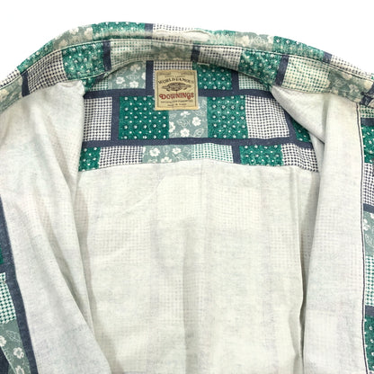 【現状渡し品】【メンズ】 WORLD FAMOUS DOWNINGS ワールド フェイマス ダウニングス 90S L/S SHIRT 総柄 長袖シャツ カジュアルシャツ 長袖シャツ トップス 146-260808-hn-02-fur サイズ：L カラー：グリーン/ホワイト/インディゴ 万代Net店