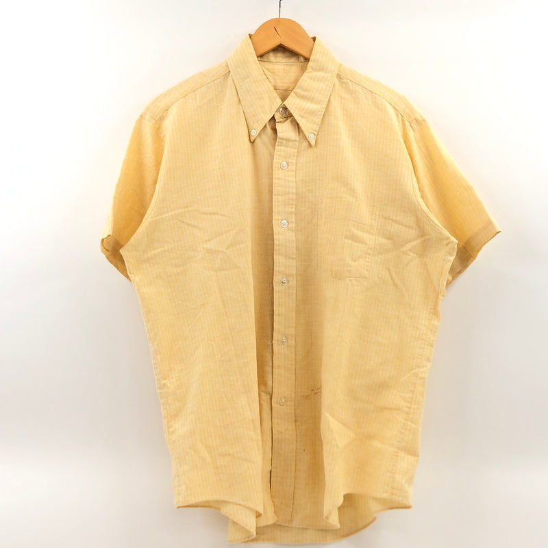 【中古品】【メンズ】 USED ユーズド 推定70S S/S BD STRIPE SHIRT 半袖 ボタンダウン ストライプシャツ ヴィンテージ トップス 146-260808-hn-07-fur サイズ：16 カラー：イエロー 万代Net店